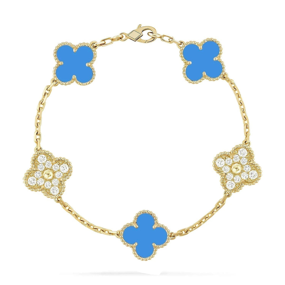 VCA CLOVER 5 MOTIF BLUE AGATE BRACELET COLLECTION