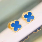VCA CLOVER MINI 9.5MM BLUE AGATE EARRINGS