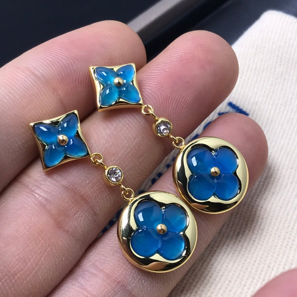 LOUIS VUITTON STAR AND SUN AGATE DIAMOND EARRINGS