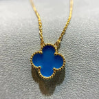 VCA CLOVER 15MM BLUE AGATE NECKLACE