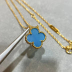 VCA CLOVER 15MM BLUE AGATE NECKLACE