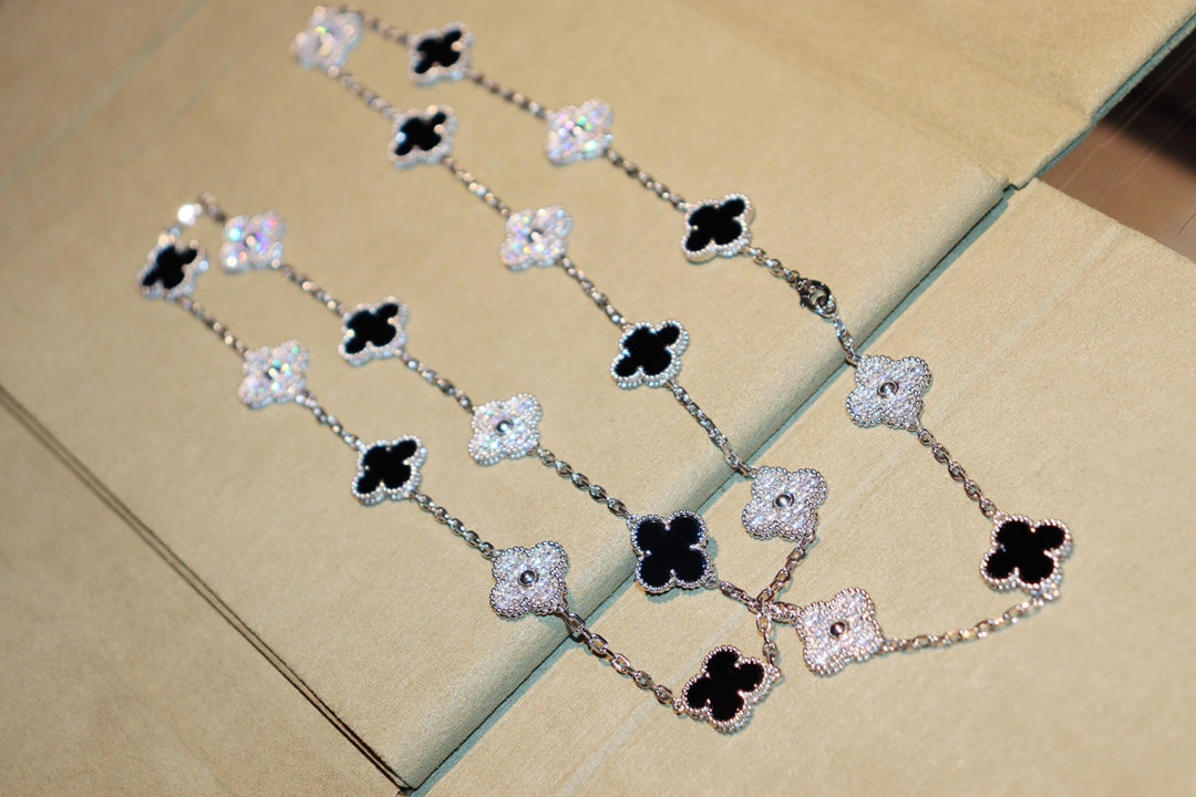 VCA CLOVER 20 MOTIFS ONYX DIAMOND SILVER