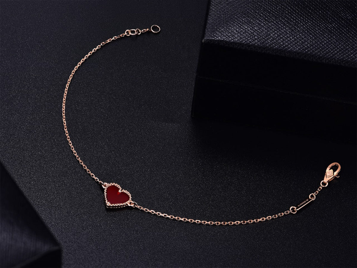 VCA HEART CARNELIAN PINK GOLD BRACELET