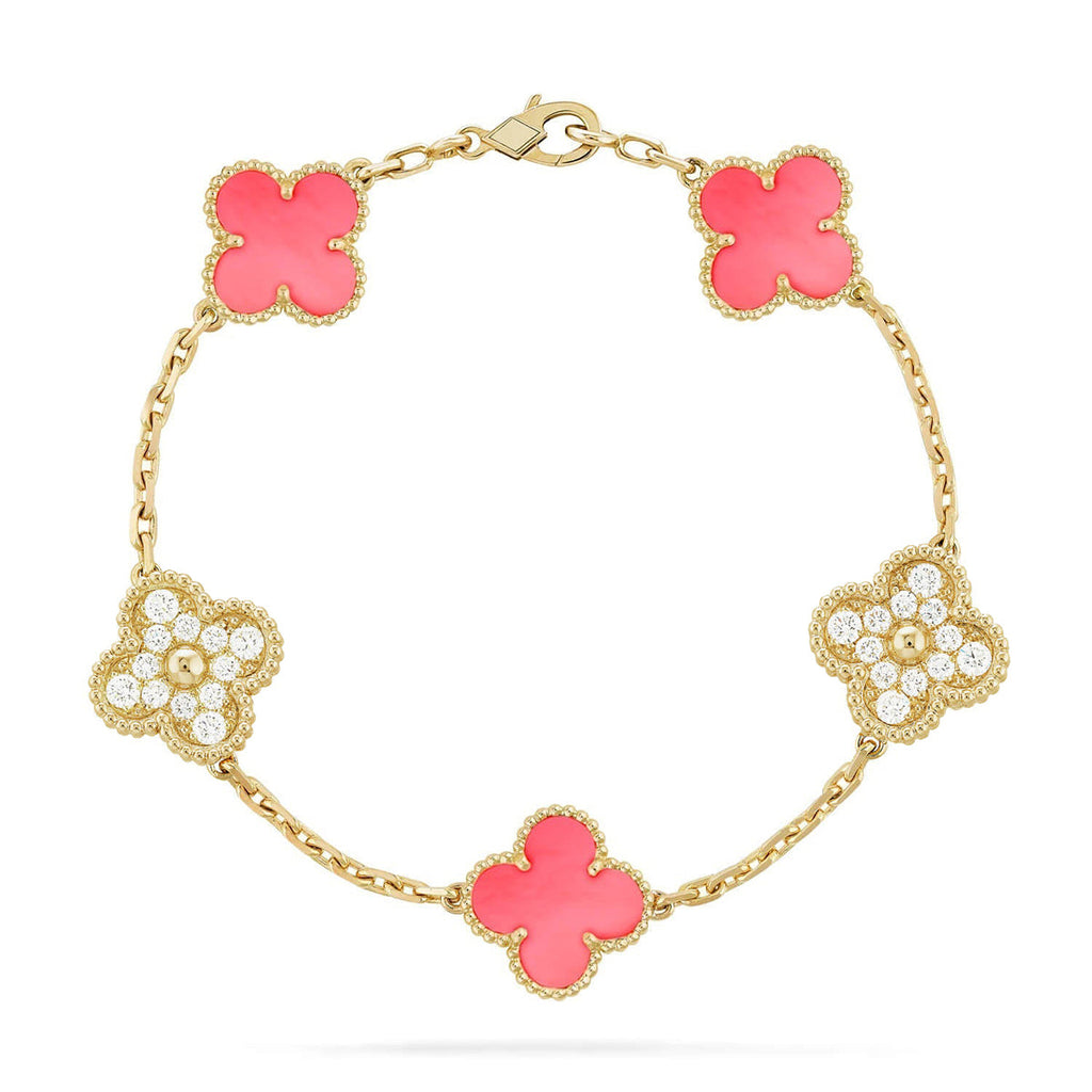 VCA CLOVER 5 MOTIFS PINK MOP BRACELET COLLECTION
