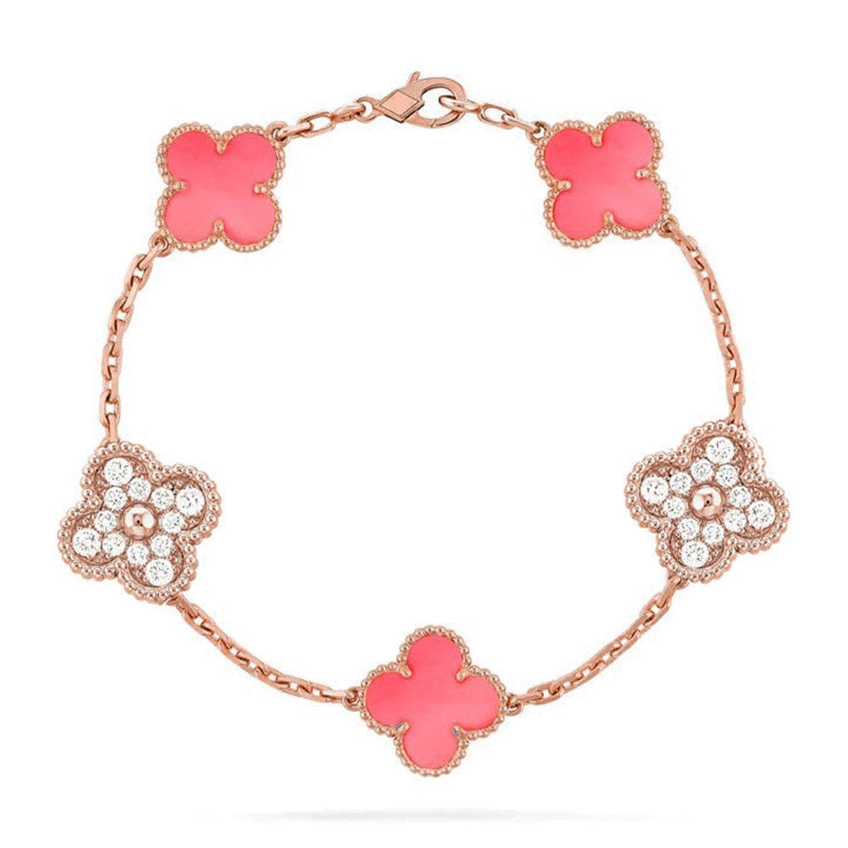 VCA CLOVER 5 MOTIFS PINK MOP BRACELET COLLECTION
