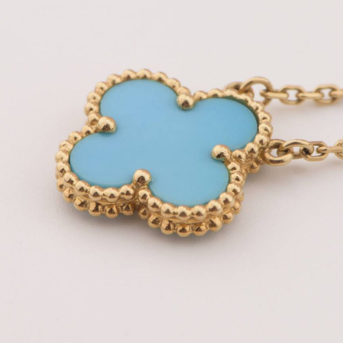 VCA CLOVER 15MM VINTAGE TURQUOISE NECKLACE