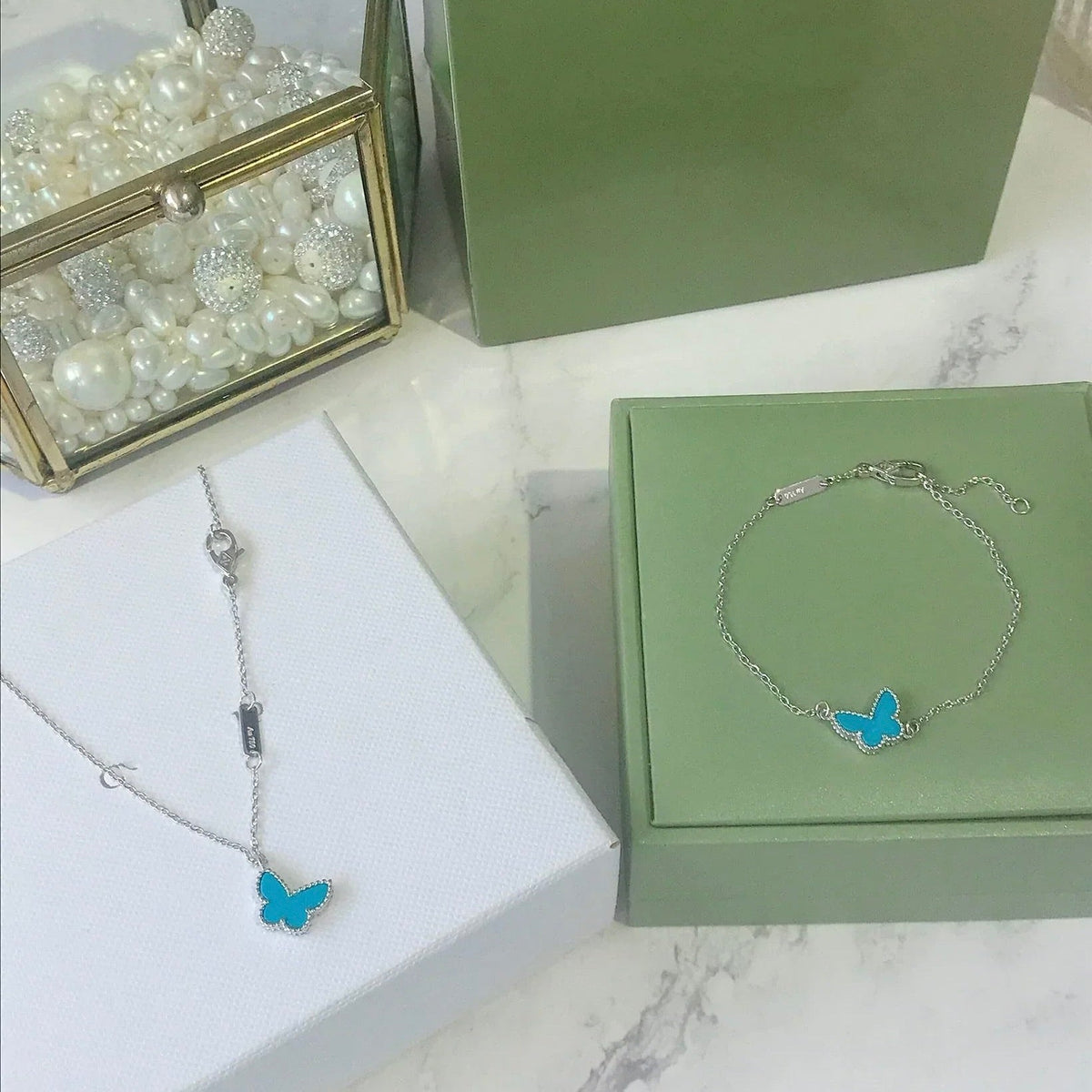 VCA BUTTERFLY TURQUOISE BUTTERFLY BRACELET SILVER