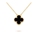 VCA CLOVER 15MM BLACK ONYX SINGLE FLOWER NECKLACE