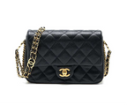 chanel-23c-mini-flap-bag-chain-grained-calfskin-black-copy Shoulder