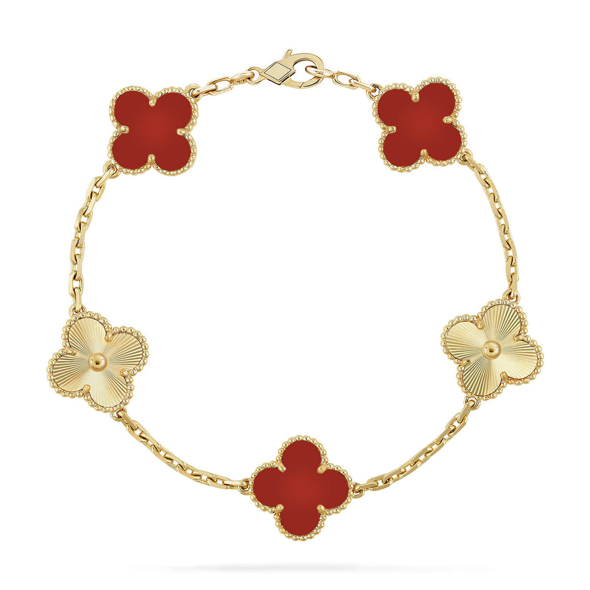 VCA CLOVER 5 MOTIF RED CORNELIAN BRACELET COLLECTION