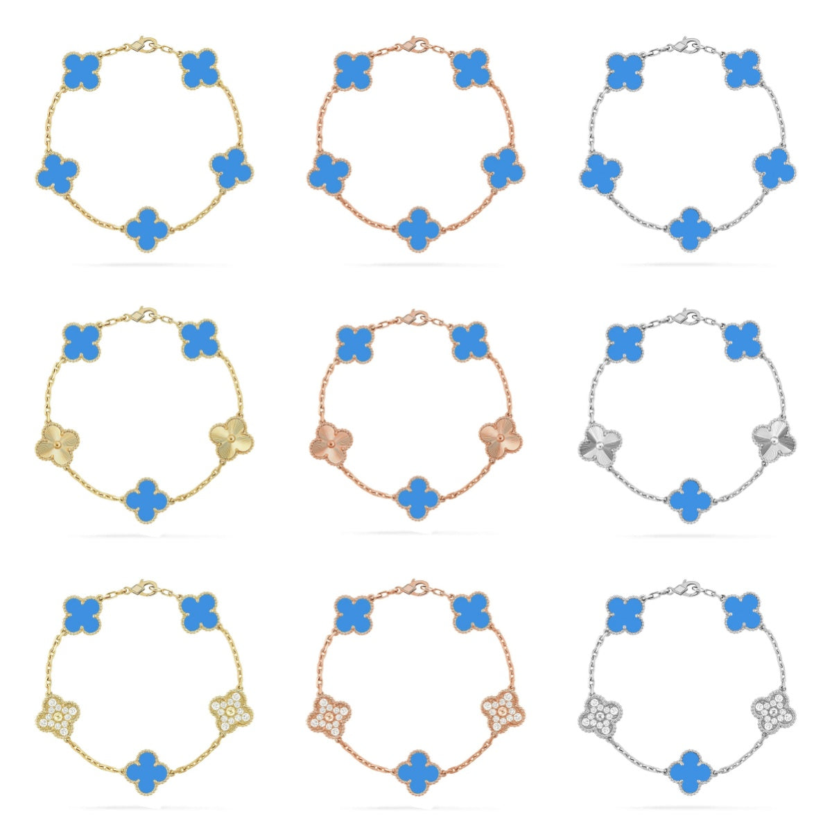 VCA CLOVER 5 MOTIF BLUE AGATE BRACELET COLLECTION