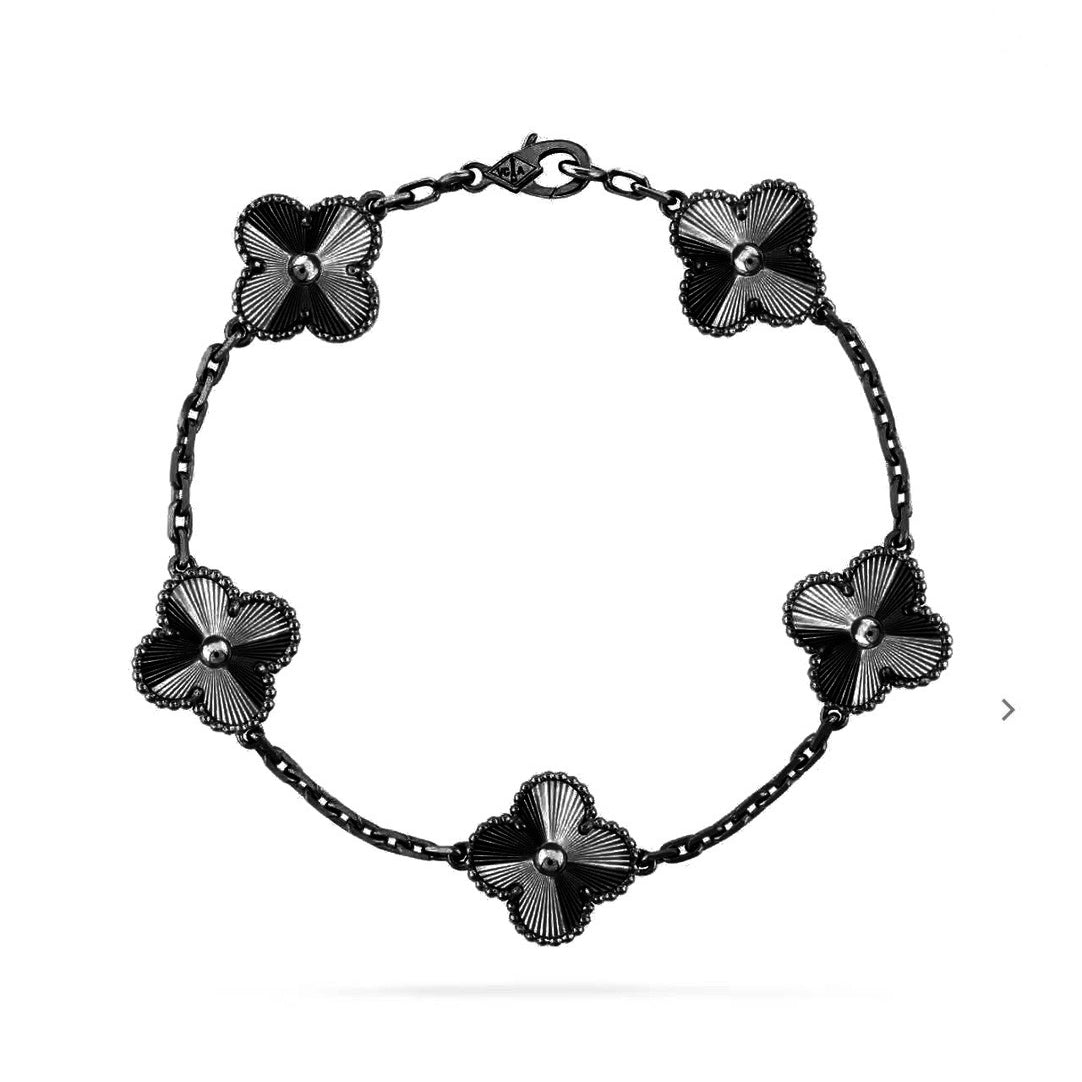 VCA CLOVER 5 MOTIF BLACK BRACELET