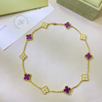 VCA CLOVER 10 MOTIFS PURPLE VIOLET DIAMOND NECKLACE