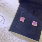 VCA CLOVER MINI 9.5MM PURPLE VIOLET EARRINGS
