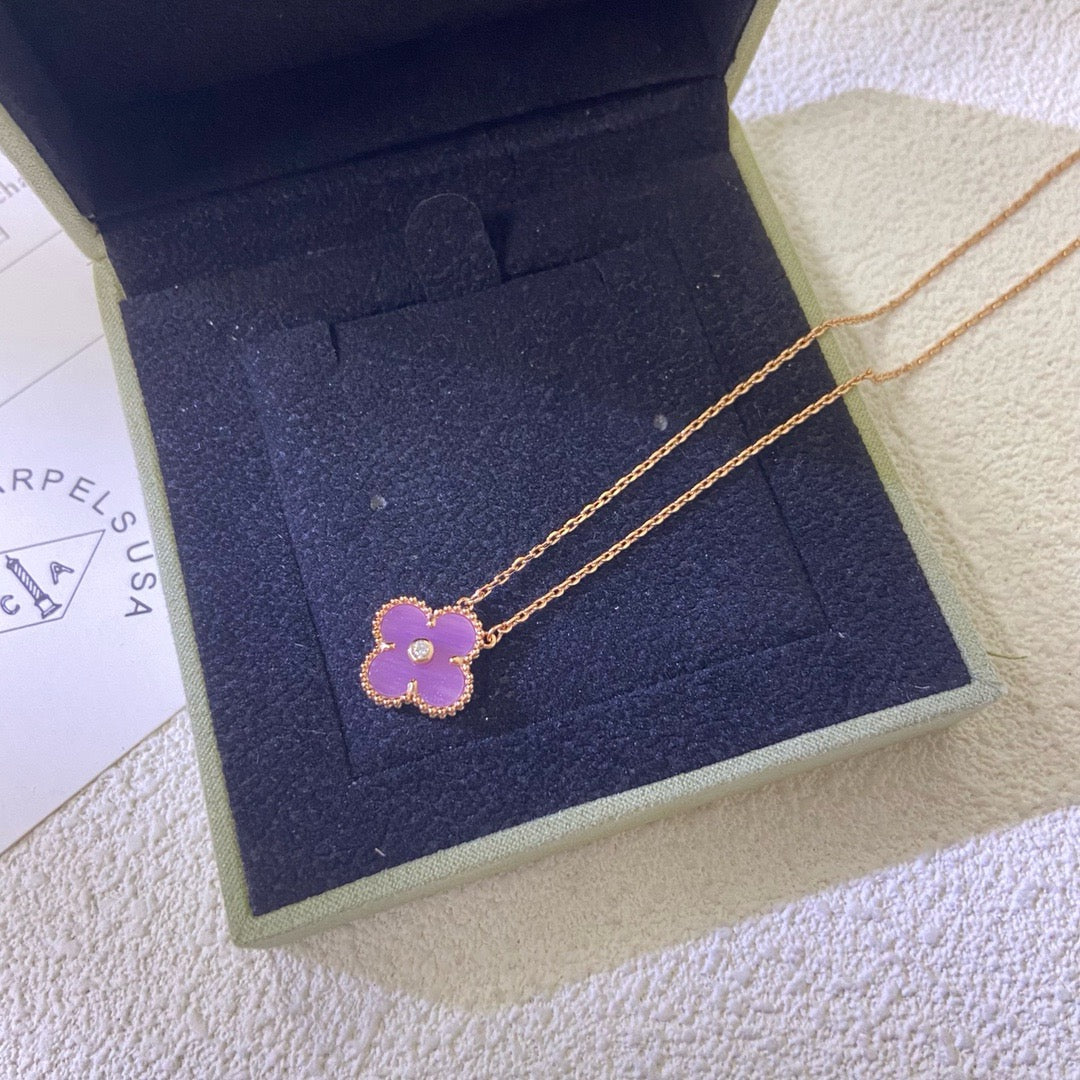 VCA CLOVER 15MM DIAMOND PURPLE VIOLET NECKLACE