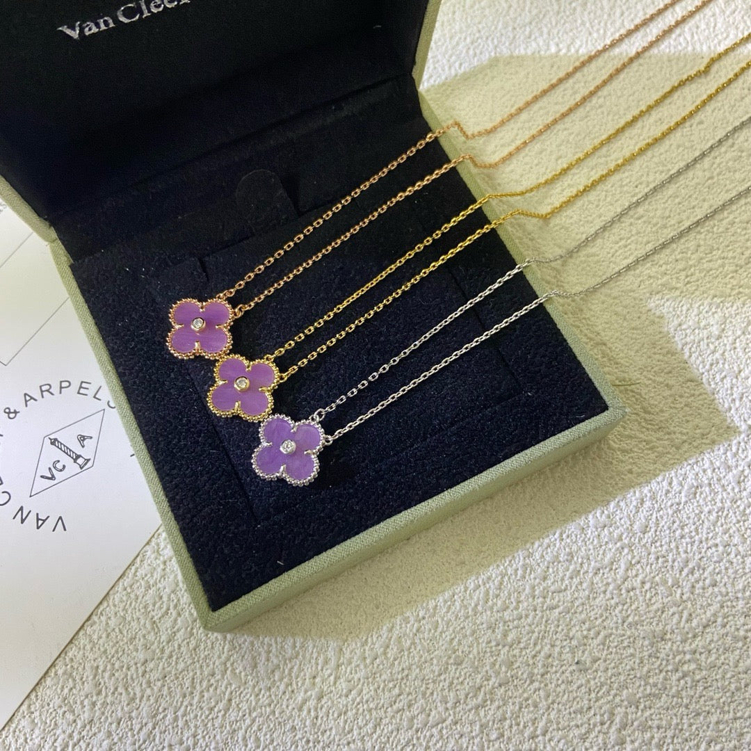 VCA CLOVER 15MM DIAMOND PURPLE VIOLET NECKLACE