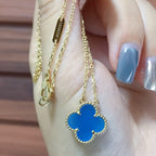 VCA CLOVER 15MM BLUE AGATE NECKLACE