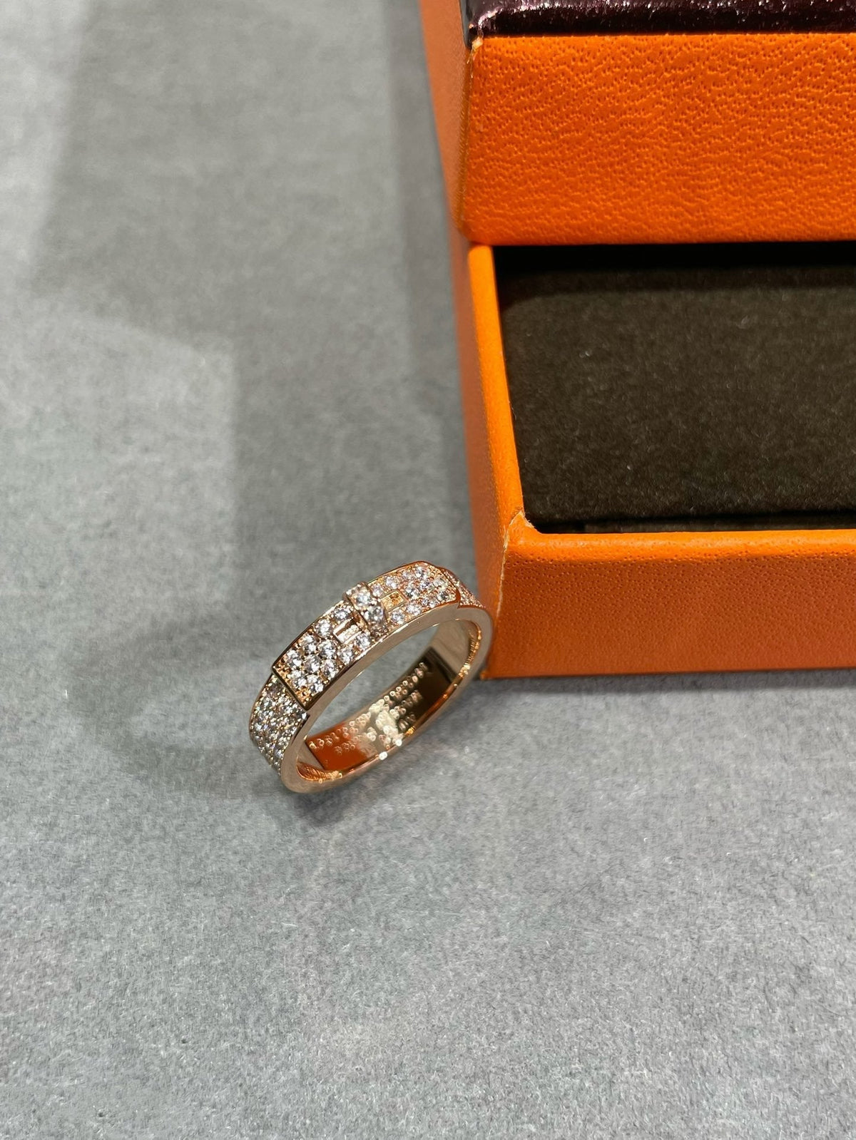 HERMES KELLY PINK GOLD DIAMOND RING