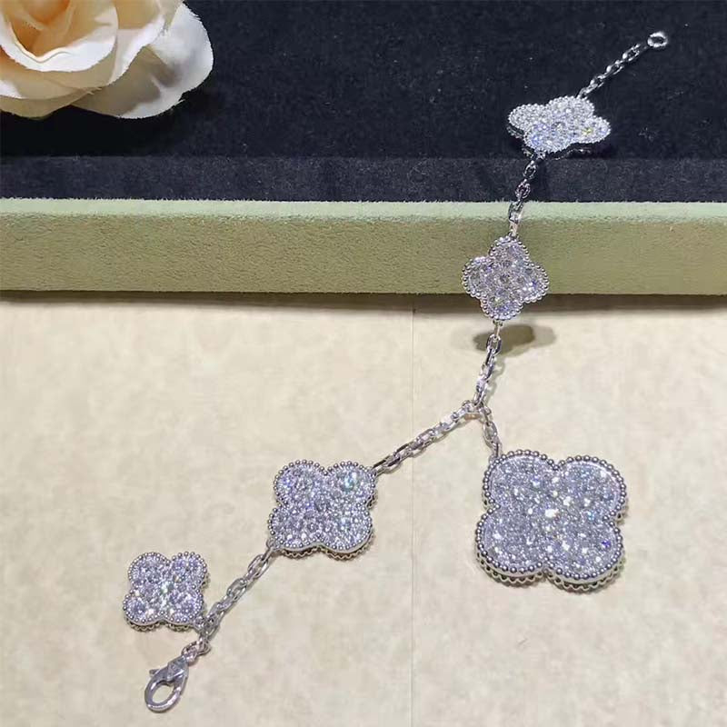 VCA CLOVER 6 MOTIFS SILVER DIAMOND BRACELET