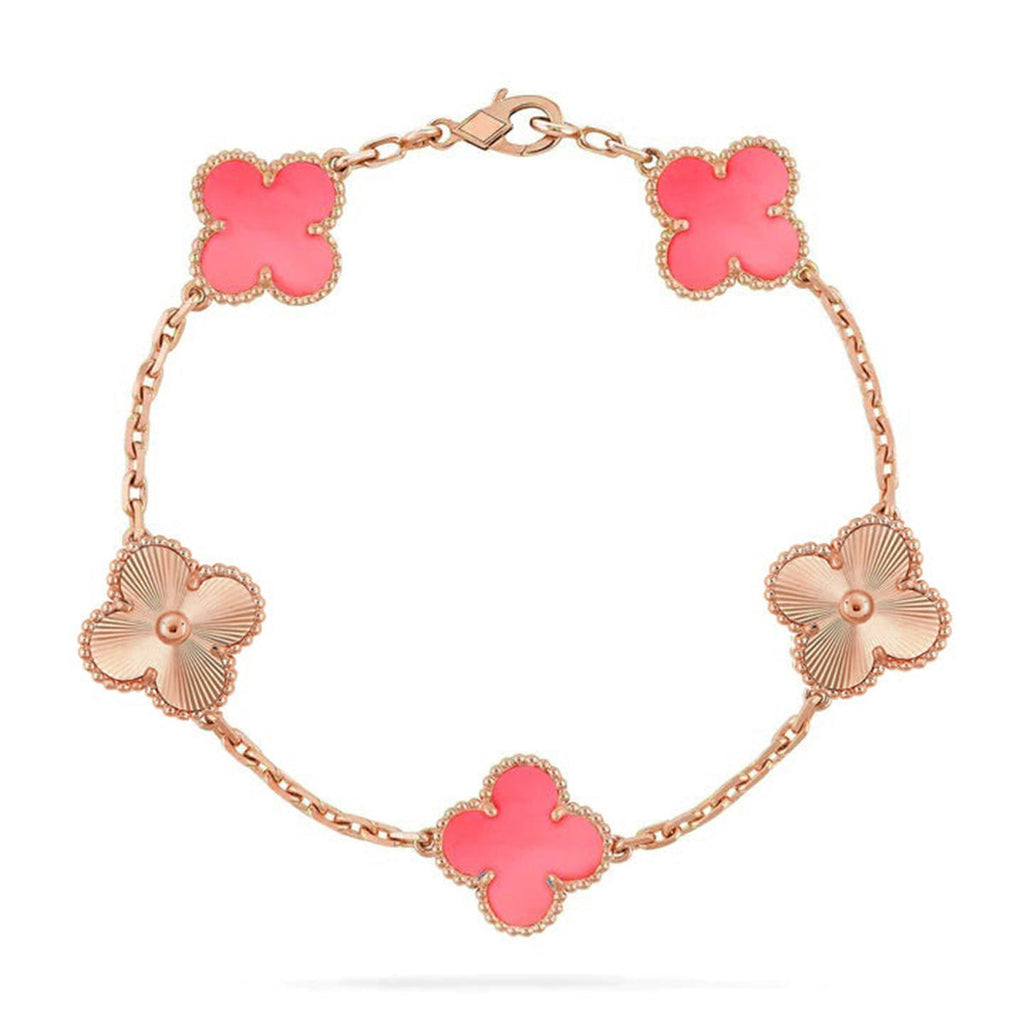 VCA CLOVER 5 MOTIFS PINK MOP BRACELET COLLECTION