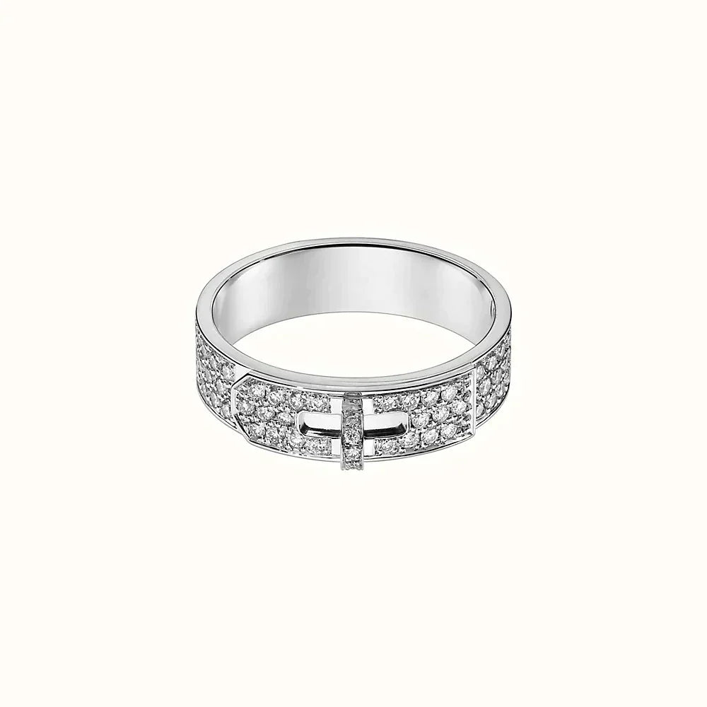HERMES KELLY SILVER DIAMOND RING