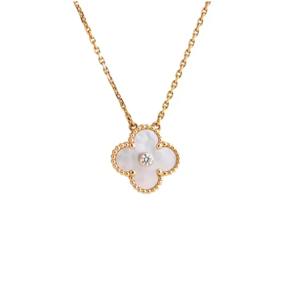 VCA CLOVER 15MM DIAMOND WHITE FRITILLARIA NECKLACE