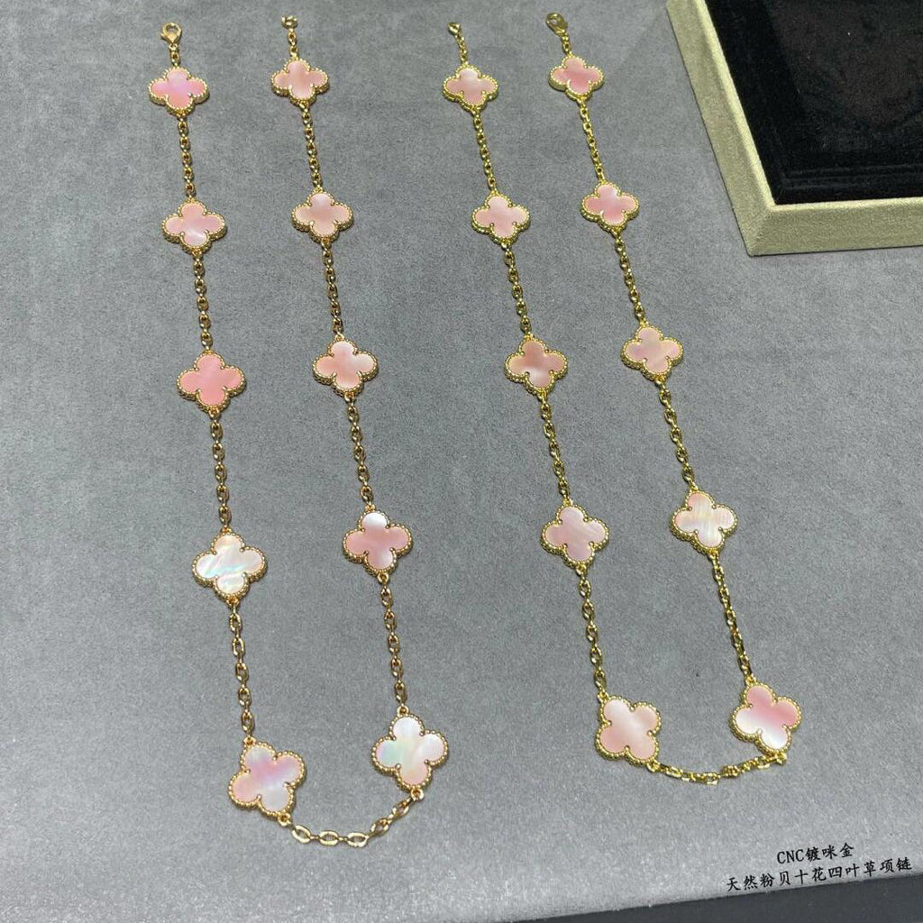 VCA CLOVER 10 MOTIFS PINK MOP NECKLACE