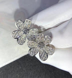 VCA FRIVOLE SILVER FLOWER DIAMOND EARRINGS