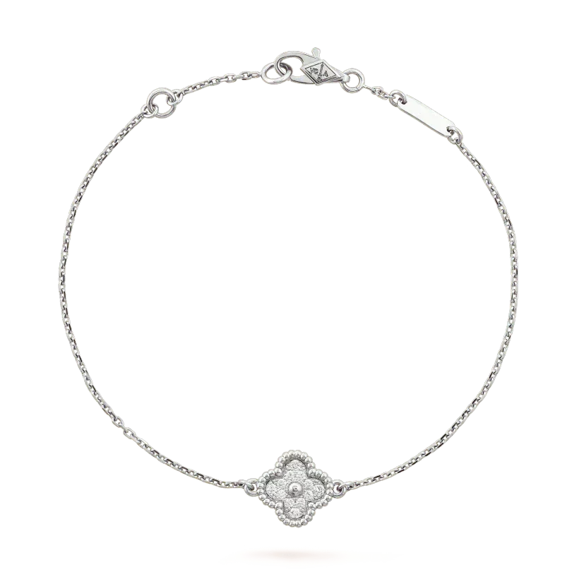 VCA CLOVER SINGLE FLOWER BRACELET SILVER
