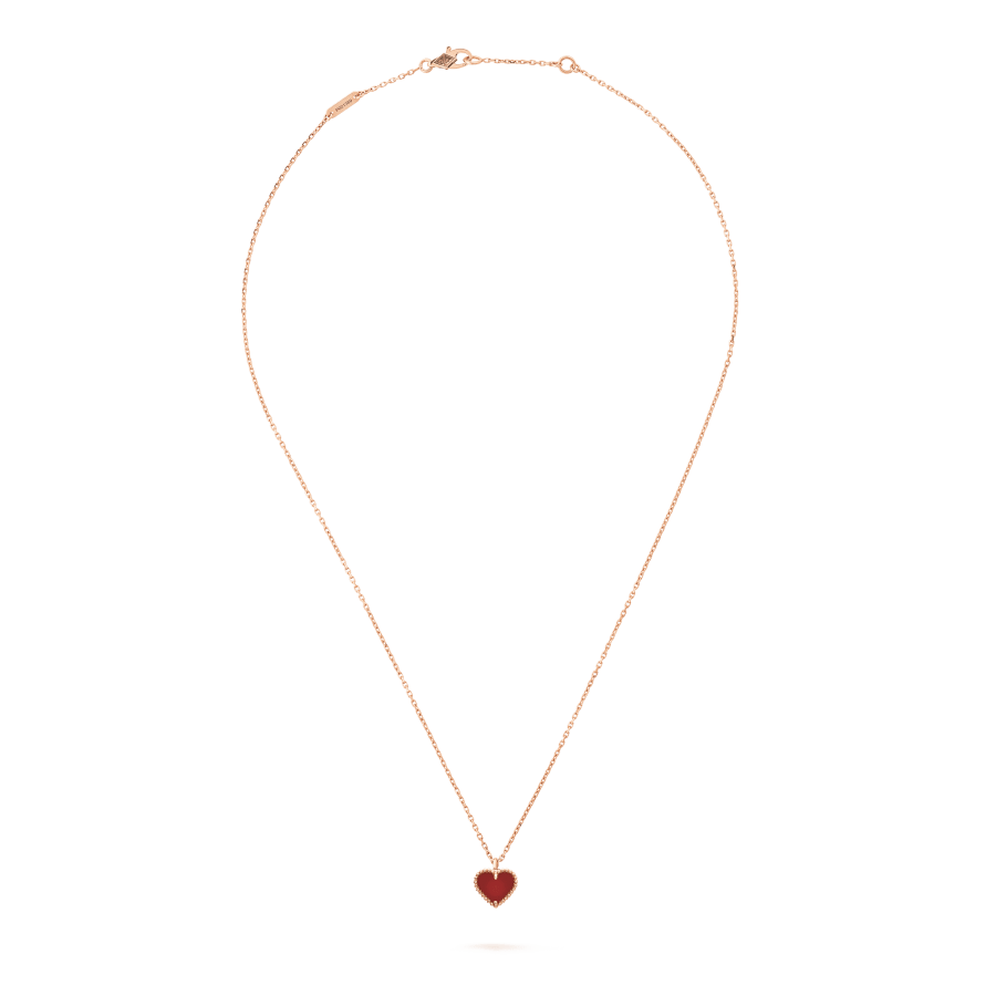 VCA SWEET CLOVER CARNELIAN HEART NECKLACE
