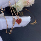VCA SWEET CLOVER CARNELIAN HEART NECKLACE