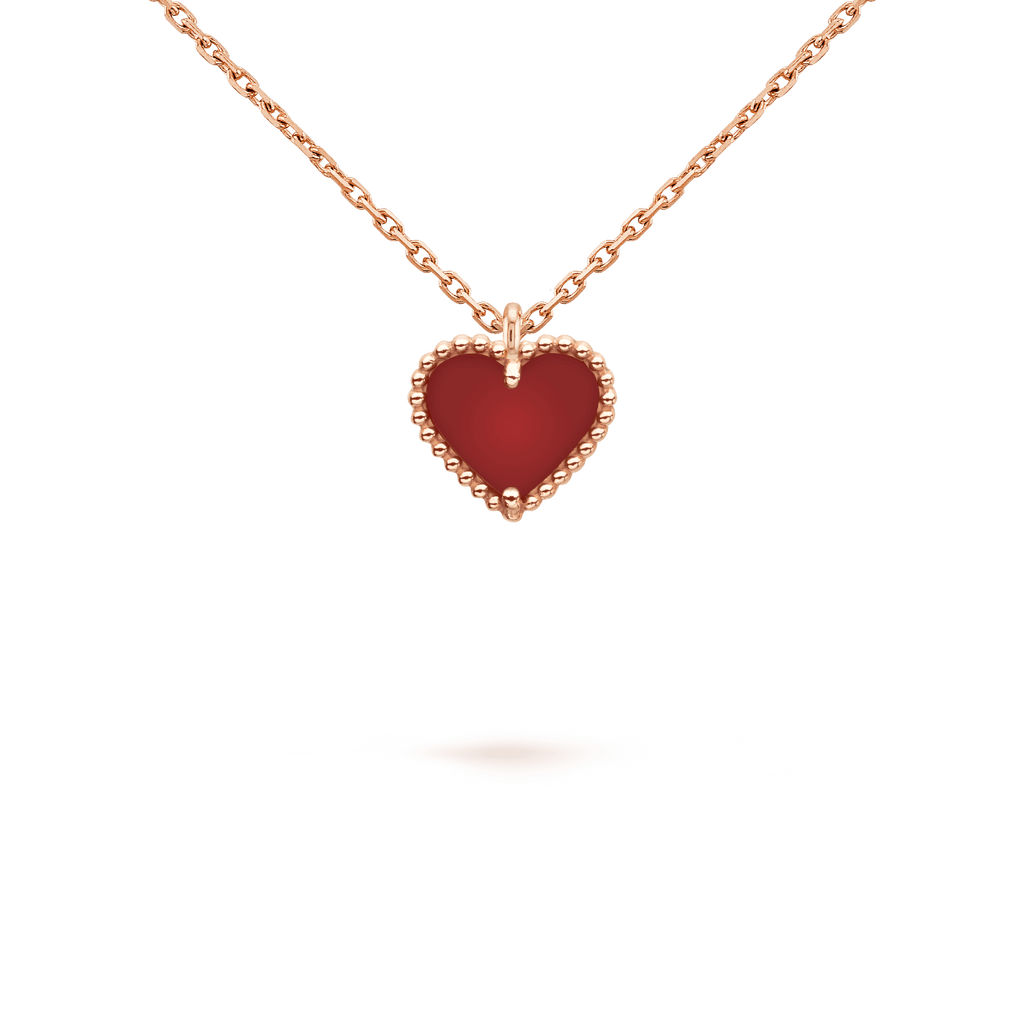 VCA SWEET CLOVER CARNELIAN HEART NECKLACE