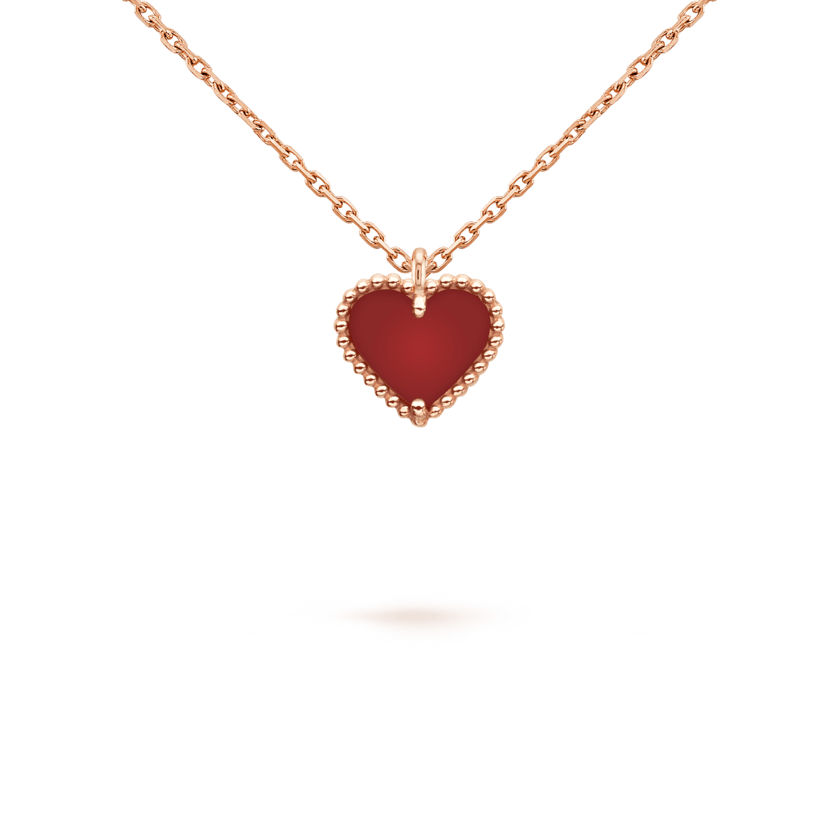VCA SWEET CLOVER CARNELIAN HEART NECKLACE