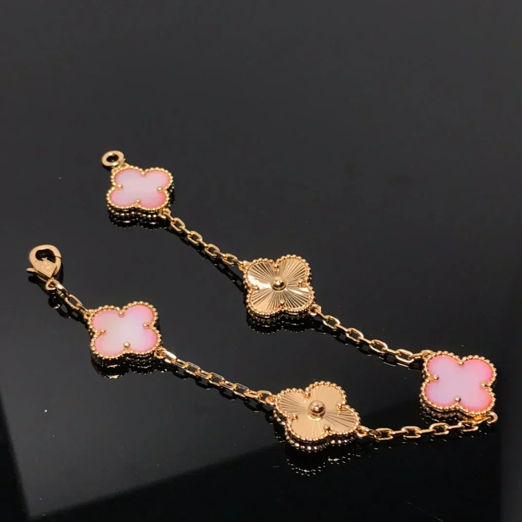 VCA CLOVER 5 MOTIFS PINK MOP BRACELET COLLECTION